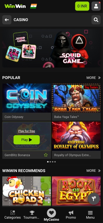 WinWin casino page